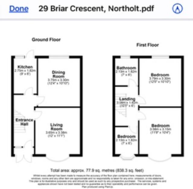 Floorplan of 29 Briar Crescent, Northolt, Middlesex