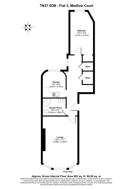 Floorplan of Flat 3 Medlow Court, 56-59 Eversfield Place, St Leonards-on-sea