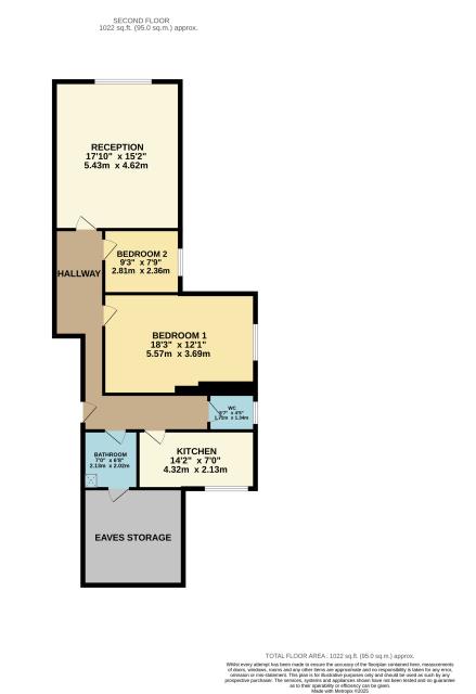 Floorplan of Top Floor Flat ,24 Somers Road, Reigate, Surrey