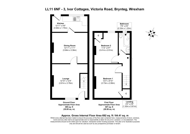Floorplan of 3 Ivor Cottages, Victoria Road, Brynteg, Wrexham