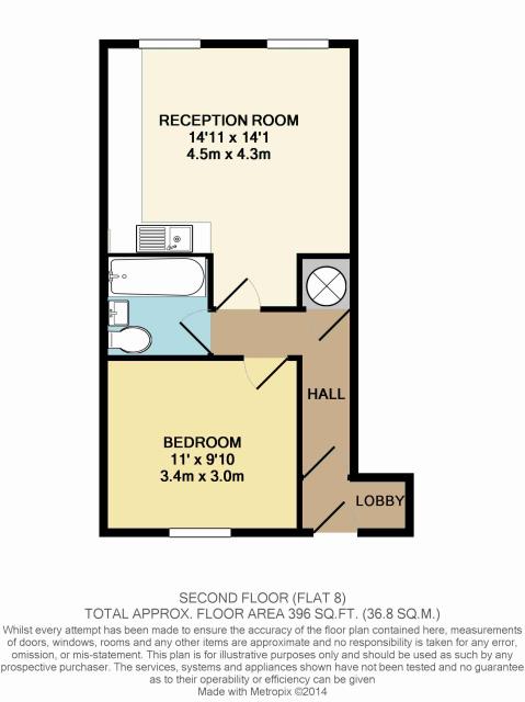 Floorplan of Flat 8, 129-135 Oxford Road, Reading, Berkshire