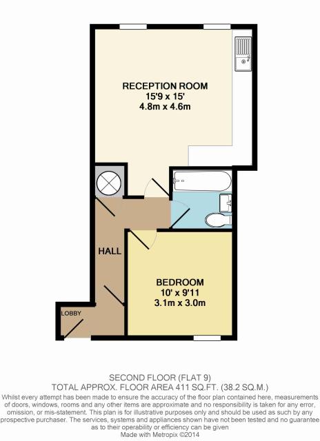 Floorplan of Flat 9, 129-135 Oxford Road, Reading, Berkshire