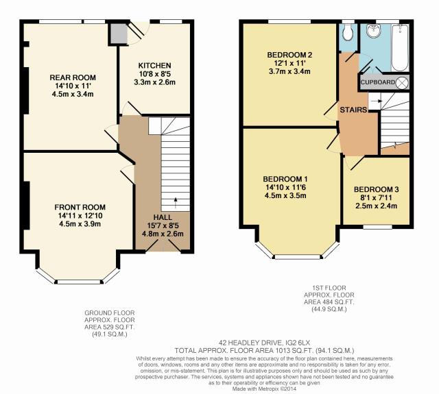 Floorplan of 42 Headley Drive, Ilford, Redbridge, Essex