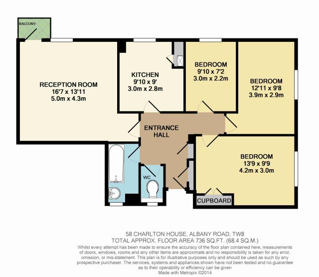 Floorplan of 58 Charlton House, Albany Road, Brentford, Middlesex