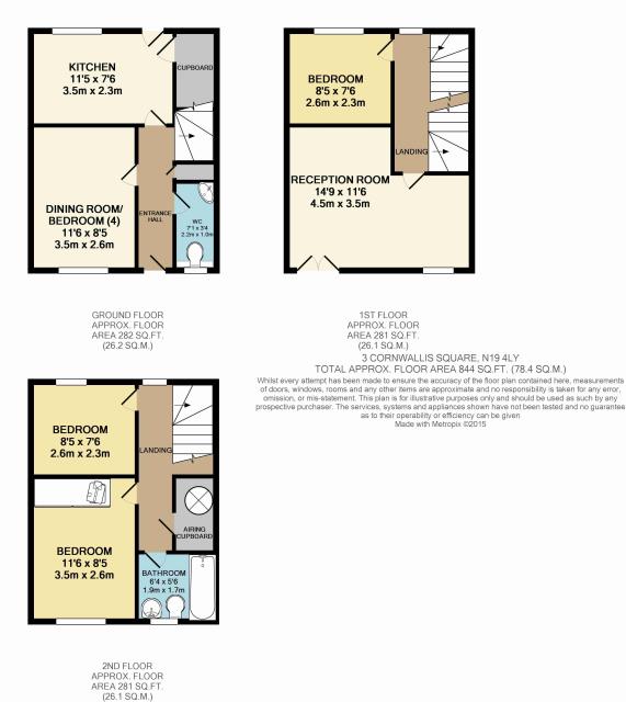 Floorplan of 3 Cornwallis Square, Upper Holloway, London