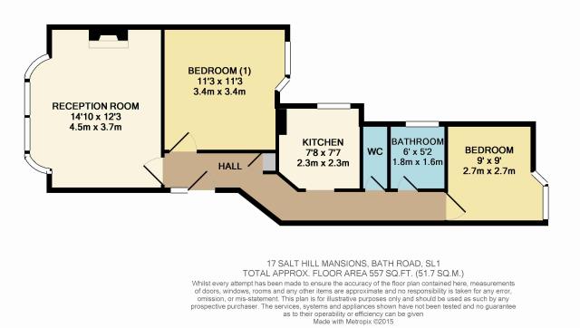 Floorplan of 17 Salt Hill Mansions, Bath Road, Slough, Berkshire