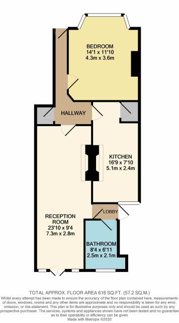 Floorplan of Flat 1, 79 Loveday Road, Ealing