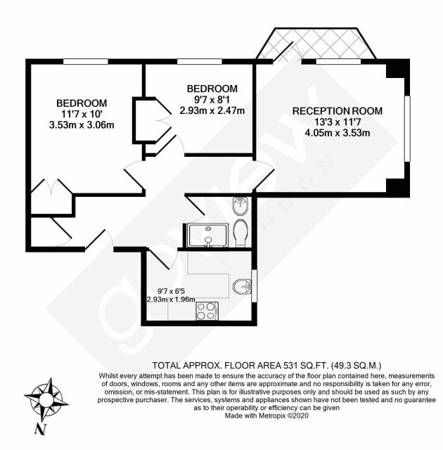 Floorplan of 12 Longfield House, 18-20 Uxbridge Road, Ealing, London