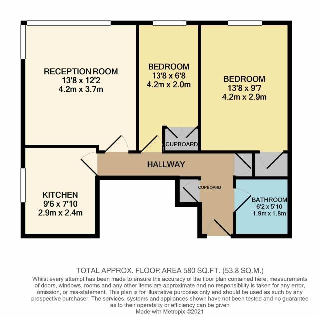 Floorplan of Flat 13 Craigside, 18 Galsworthy Road, Kingston