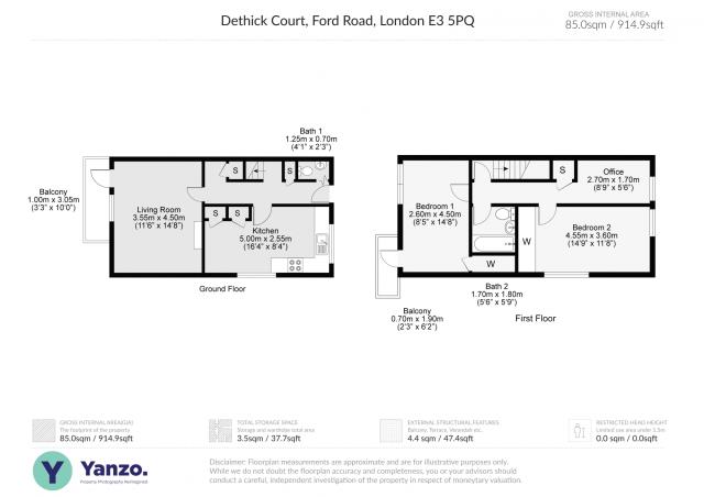 Floorplan of 34 Dethick Court, Ford Road, Bow, London
