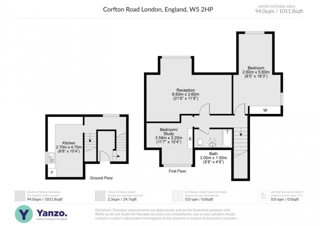 Floorplan of Flat 3, 35 Corfton Road, Ealing, London