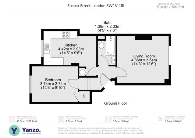 Floorplan of Flat 3, 32 -34 Sussex Street, London